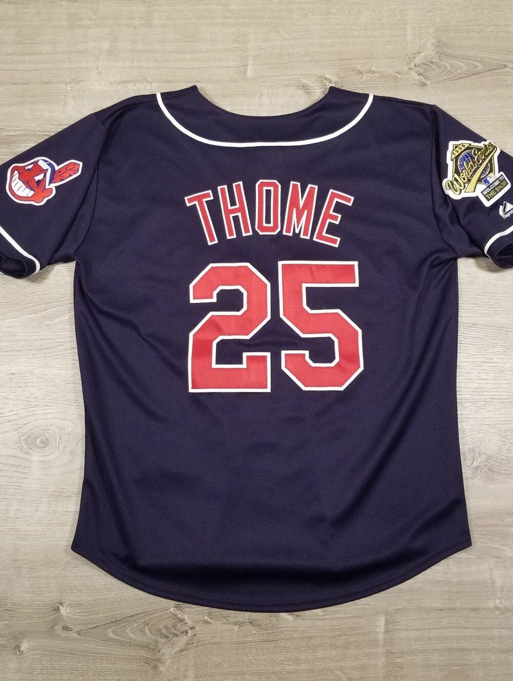 Jim Thome 1995 Cleveland Indians Alt Navy Blue World Series Men's Jersey Large
